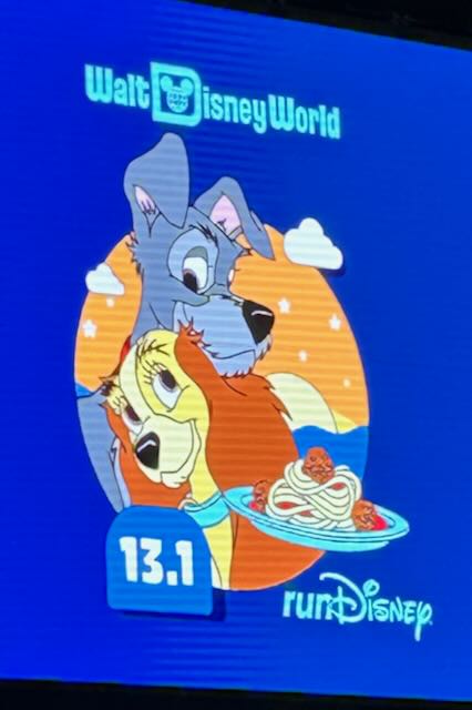 2026 Wine And Dine 1/2 Marathon Logo featuring the animated characters of Lady and The Tramp