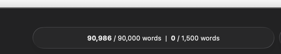 Nearly final word count for Bliss